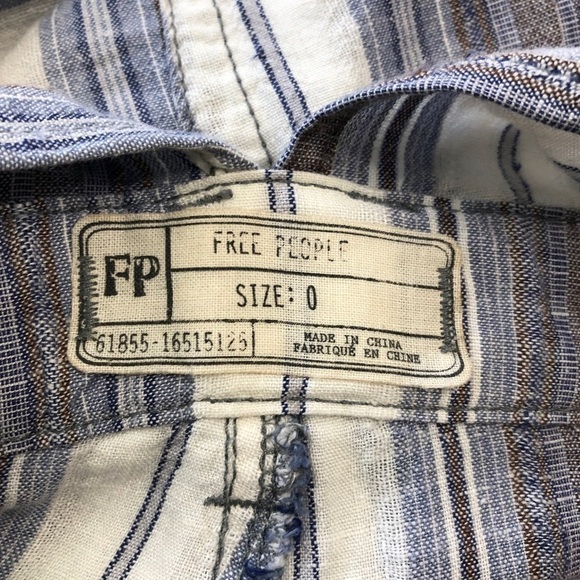 Free People Linen Striped Overall Shorts - Picture 7 of 11